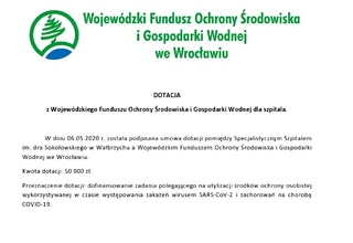 Dotacja z Wojewódzkiego Funduszu Ochrony Środowiska i Gospodarki Wodnej